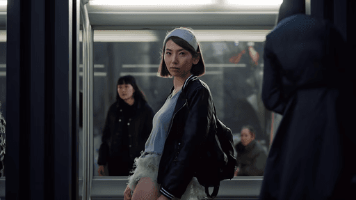 Commuter on a train platform