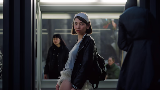 Commuter on a train platform