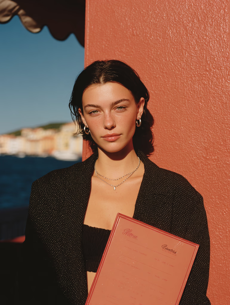 Portrait against an orange wall